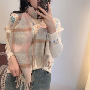 Loewe Inspired Double Sided Cashmere Scarf Soft Elegant Minimal Luxury 30 x 180 cm