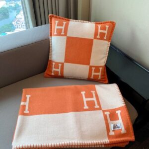 Hermès Cashmere Blanket and Cushion Set Luxury Home Decor Combo
