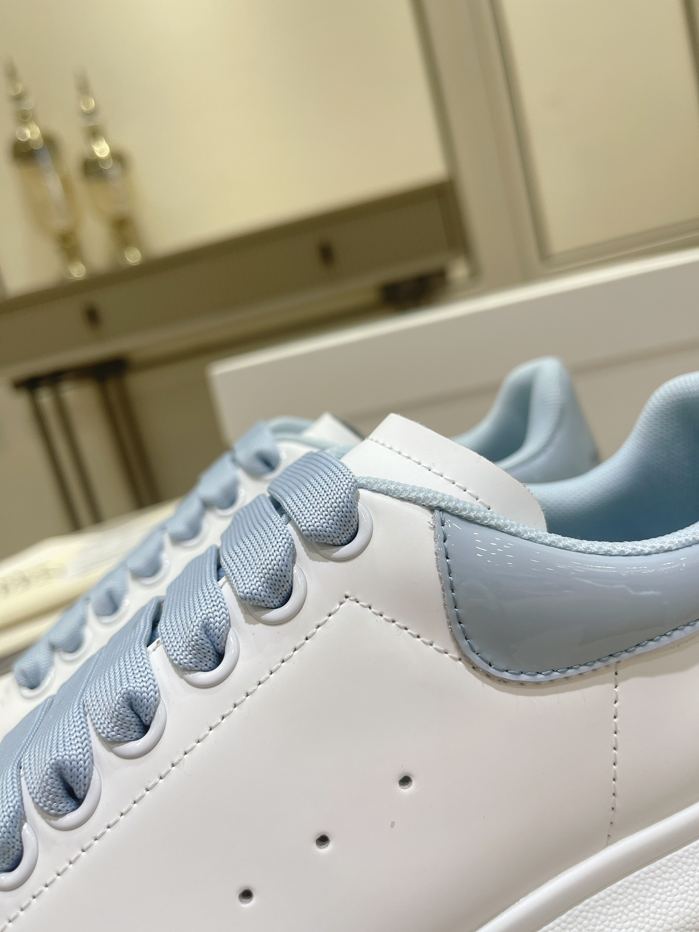 Alexander McQueen Couple Platform Sneakers Premium Leather White Thick Sole Trainers - Image 2