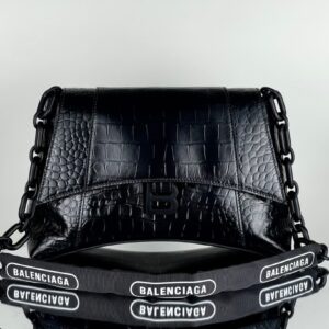 Black Crocodile Pattern Downtown Chain Bag Black Hardware