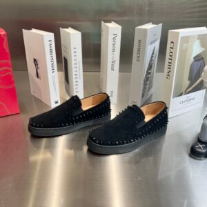 Christian Louboutin Black Loafers Sheep Style Studded Premium Custom Edition