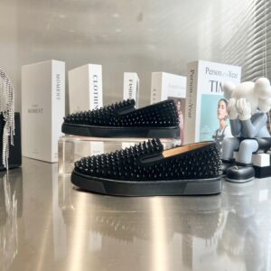 Christian Louboutin Gold Full Studded Loafers Black Sole Premium Custom Edition 2022