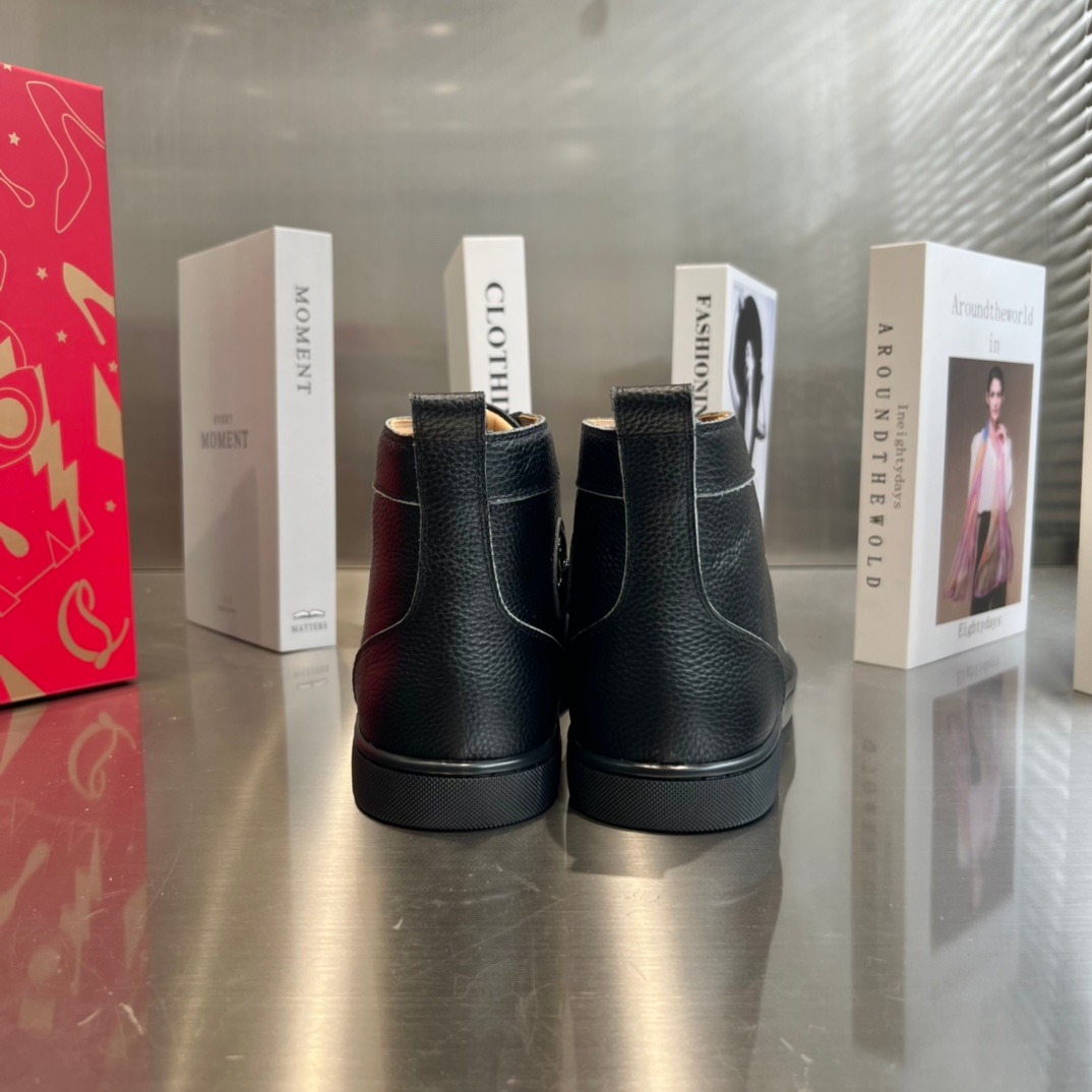 Christian Louboutin High Top Black Lychee Stud Toe Sneakers Premium Custom Edition - Image 4