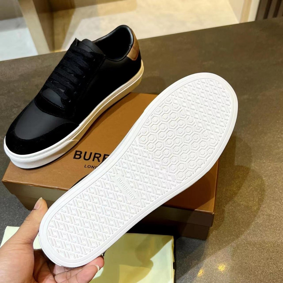 Burberry Leather & Suede Sneakers English Cotton Check Pattern - Image 2