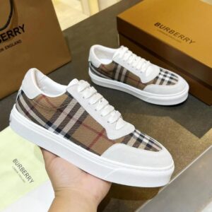 Burberry Leather & Suede Sneakers English Cotton Check Edition