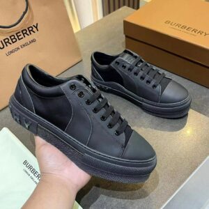 Burberry Leather Suede Sneakers English Check Pattern Edition