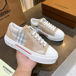Burberry Retro Plaid Cotton Sneakers Color Block Design