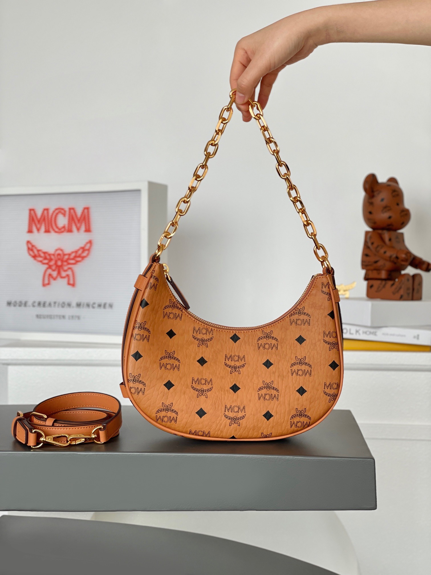 Small Half Moon Hobo Bag Underarm Crossbody Style - Image 5