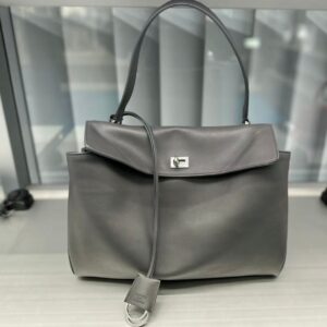 Medium Grey Silver Shoulder Bag Elegant Modern Design
