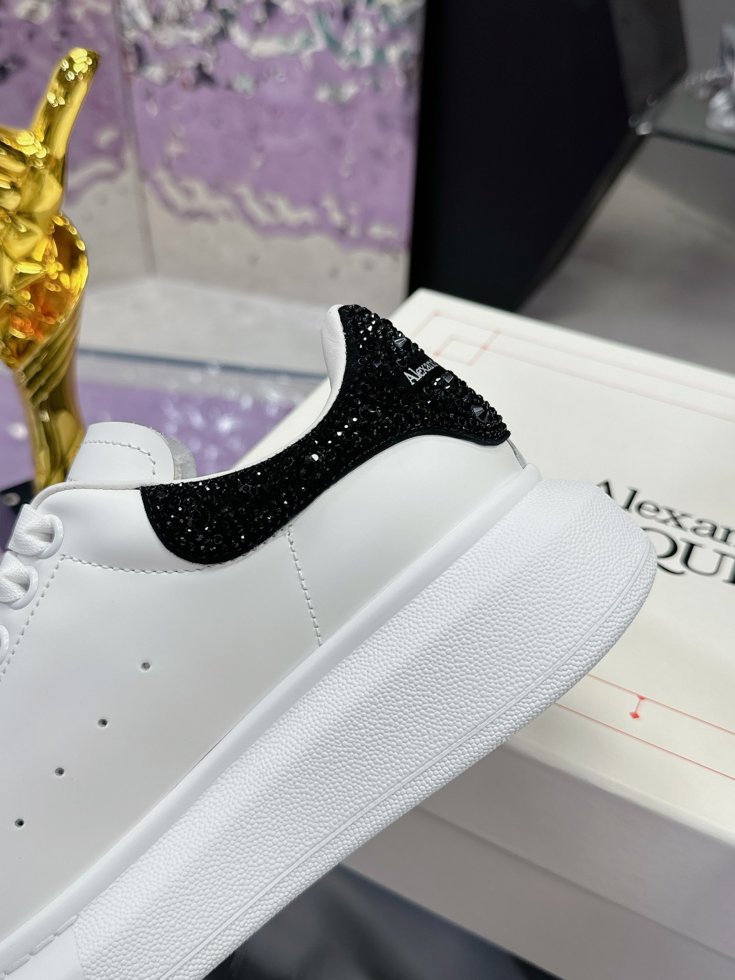 Alexander McQueen Tail Diamond Sneakers New Color Crystal Heel Platform Luxury Trainers - Image 2