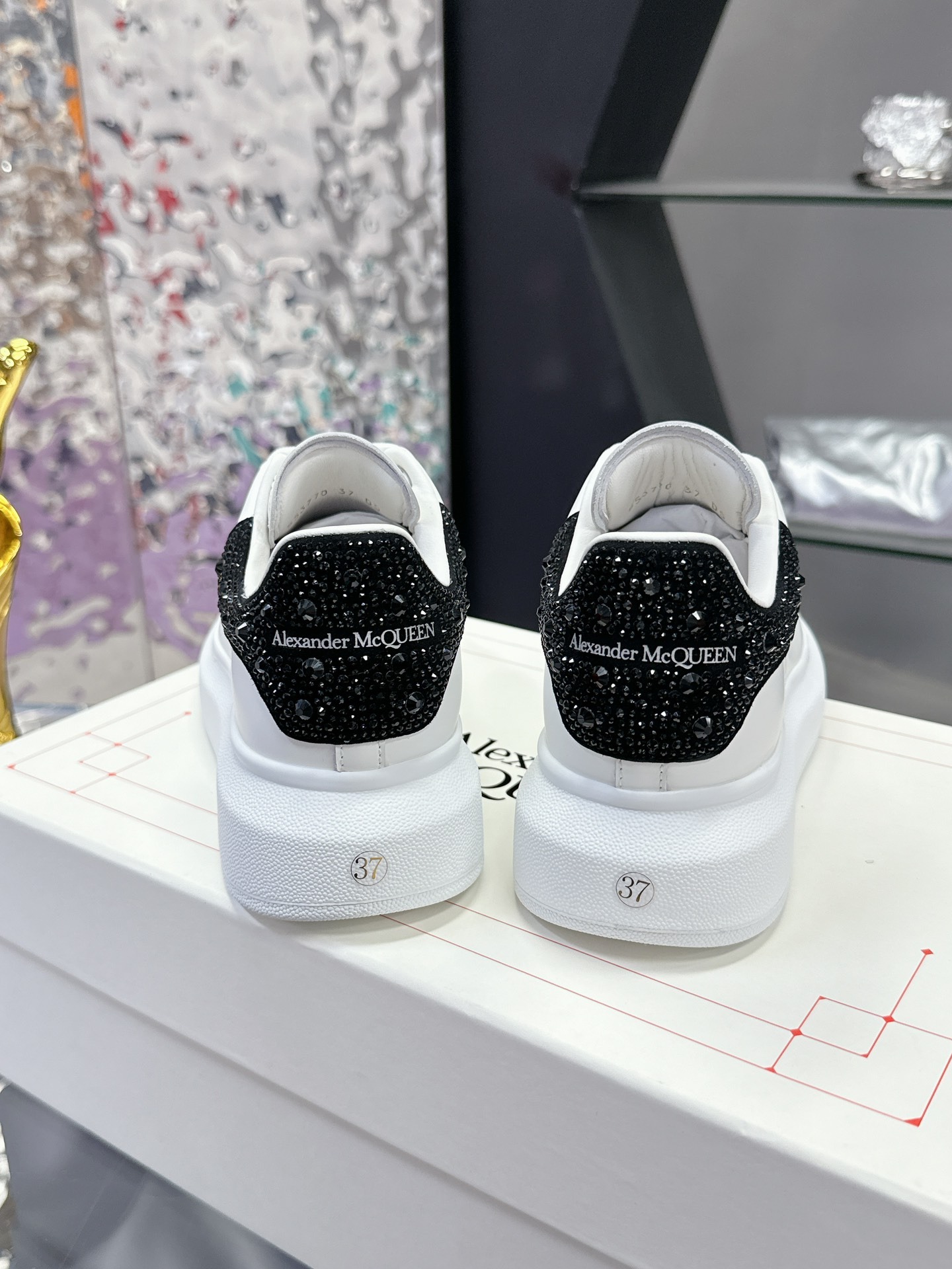 Alexander McQueen Tail Diamond Sneakers New Color Crystal Heel Platform Luxury Trainers - Image 3