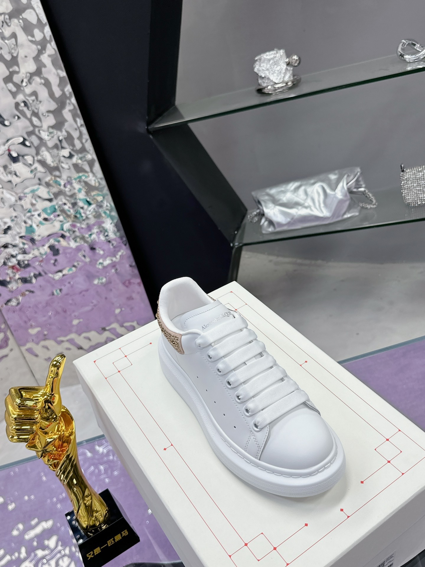 Alexander McQueen Tail Diamond Sneakers New Color Collection Crystal Heel Platform Trainers - Image 2