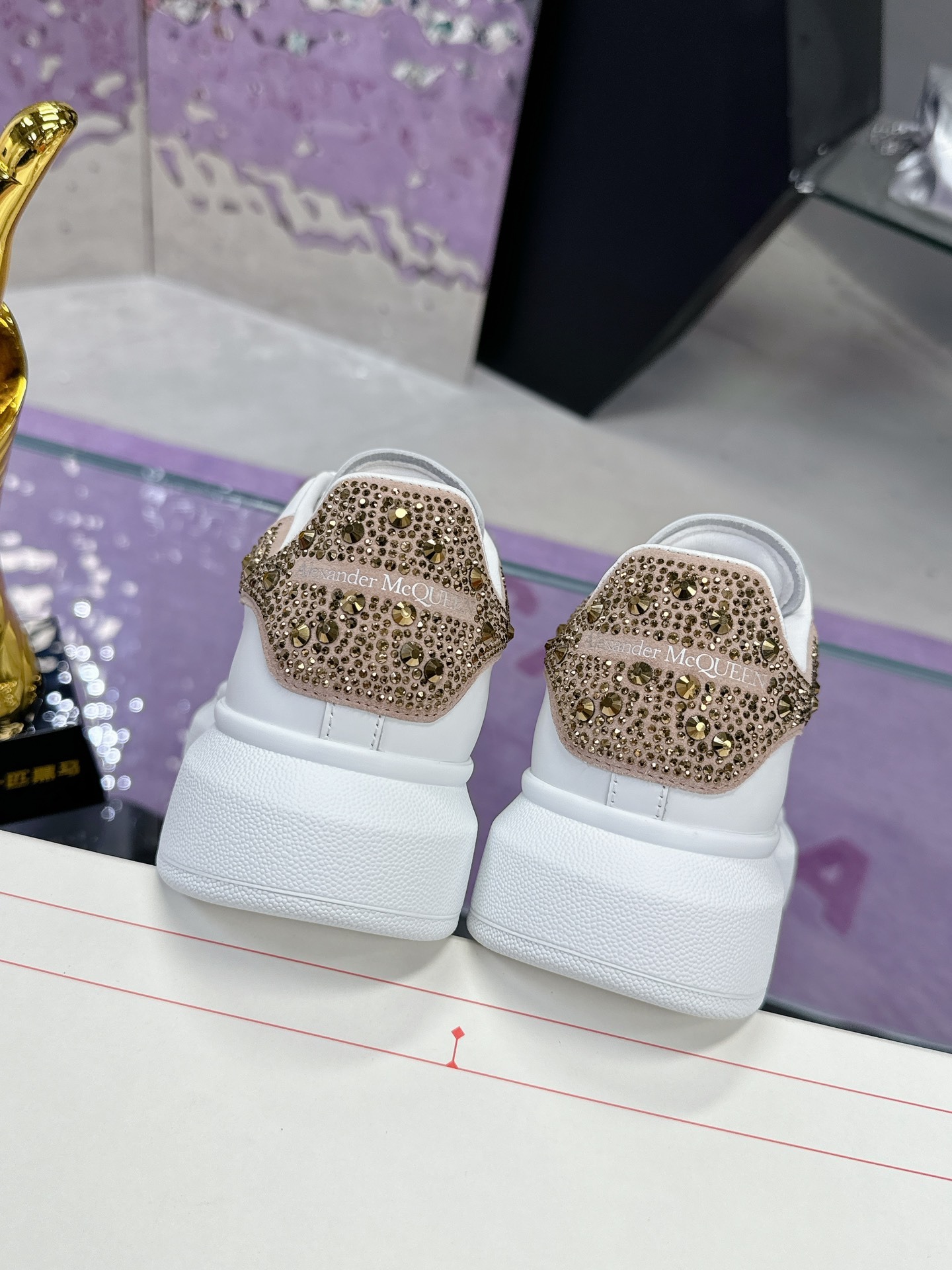 Alexander McQueen Tail Diamond Sneakers New Color Collection Crystal Heel Platform Trainers - Image 5