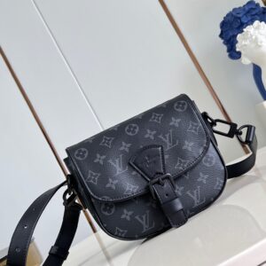 Louis Vuitton Montsouris N47060 Black White Monogram Macassar Small Messenger Bag