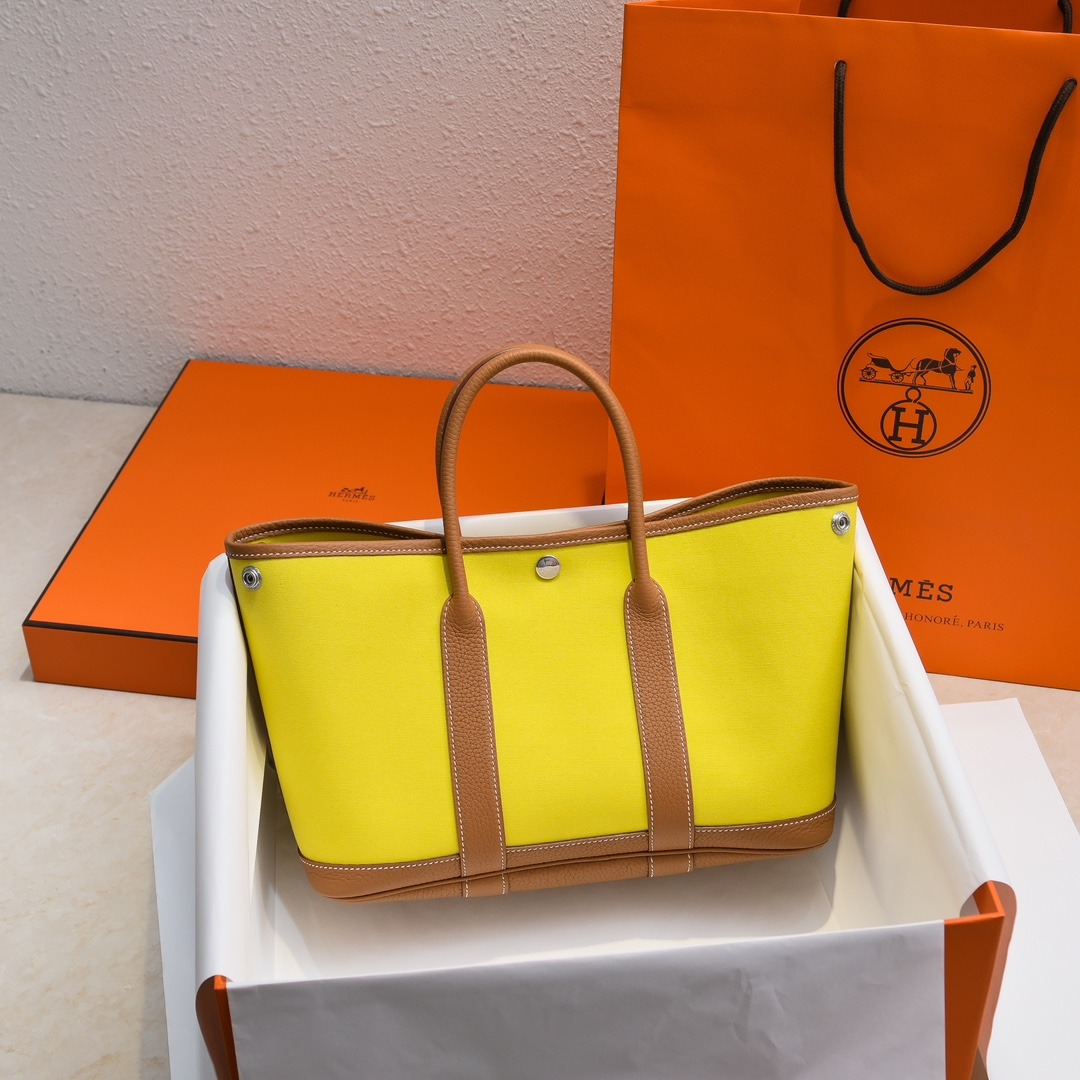 Garden Party 30 Canvas Tote Lemon Yellow Biscuit Lightweight Everyday Bag