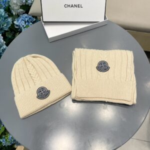 Moncler Inspired Wool Hat & Scarf Set Warm Stylish Unisex Winter Essential