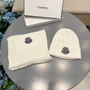 Moncler Inspired Classic Wool Hat & Scarf Set Warm Comfortable Unisex Winter Essential
