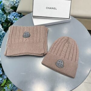 Moncler Inspired Wool Hat & Scarf Set Classic Warm Unisex Winter Essential