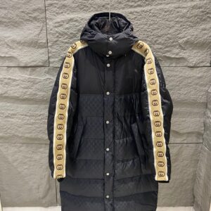 Gucci Jacquard Long Down Jacket GG Webbing Ribbon Sleeve Edition