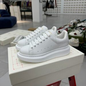 Alexander McQueen All White Sneakers Full White Leather Heel Premium Platform Trainers