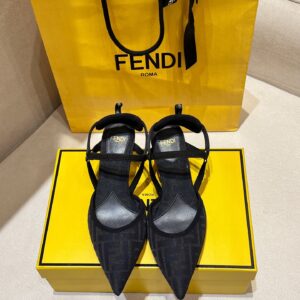 Fendi Colibri Lite Open Heel Shoes Dark Blue Exclusive Top Quality Designer Style