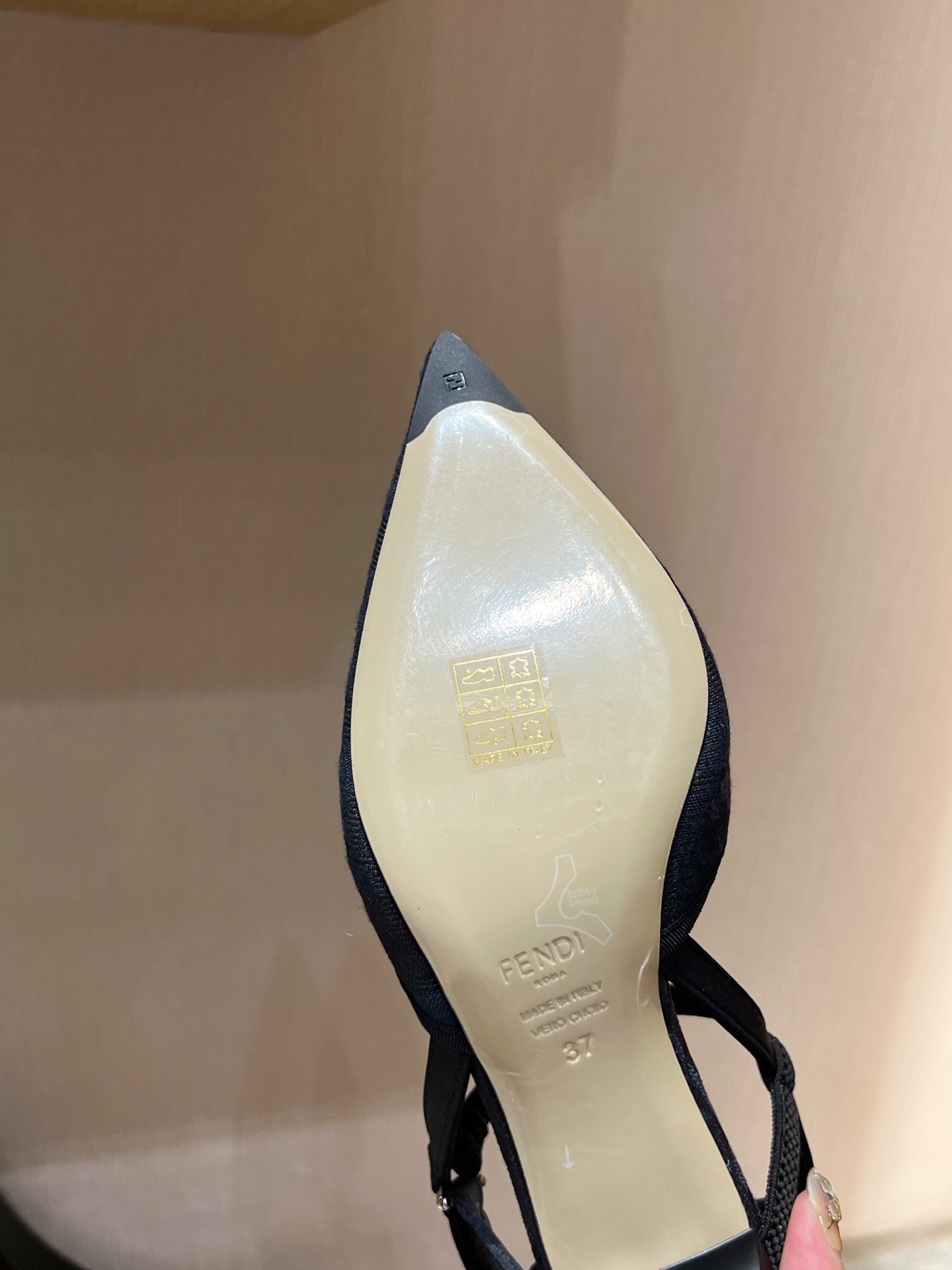 Fendi Colibri Lite Open Heel Shoes Dark Blue Exclusive Top Quality Designer Style - Image 4