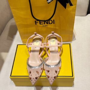 Fendi Colibri Lite Open Heel Sandals Elastic Strap Sleek Luxury Designer Style