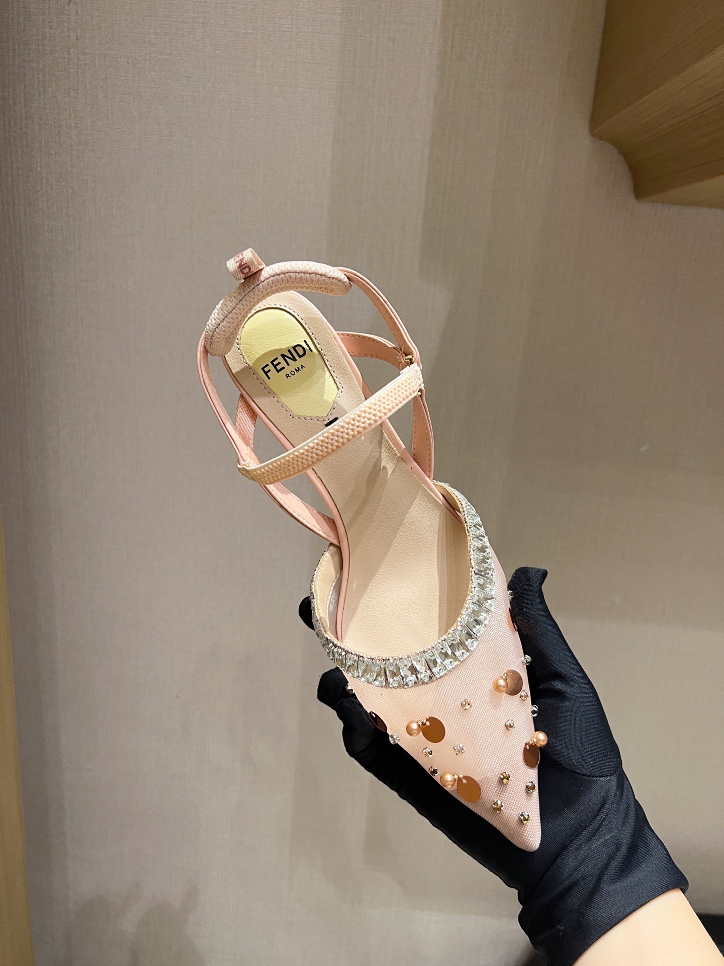 Fendi Colibri Lite Open Heel Sandals Elastic Strap Sleek Luxury Designer Style - Image 3