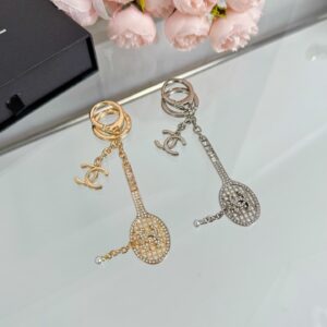 Chanel Tennis Racket Keychain Full Diamond Pearl Luxury Charm
