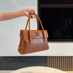 Miu Solitaire Handbag Calfskin Leather Statement Shoulder Bag