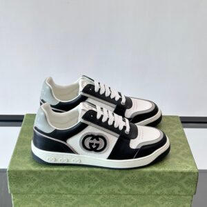 Gucci Inspired Low Top Sneakers Basketball Style Distressed Leather Modern Luxury