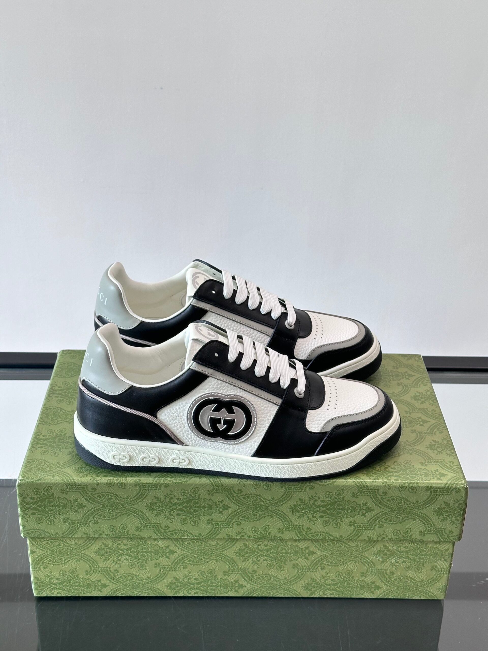 Gucci Inspired Low Top Sneakers Basketball Style Distressed Leather Modern Luxury