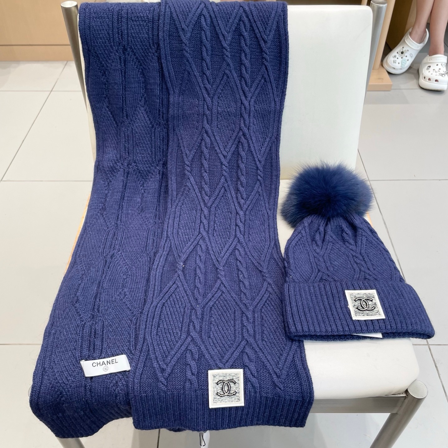 Chanel Inspired 2025 Autumn Winter Wool Hat & Scarf Set 100% Wool Luxury Essential - Image 2