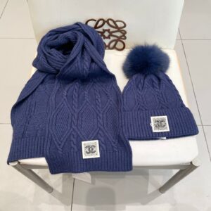 Chanel Inspired 2025 Autumn Winter Wool Hat & Scarf Set 100% Wool Luxury Essential