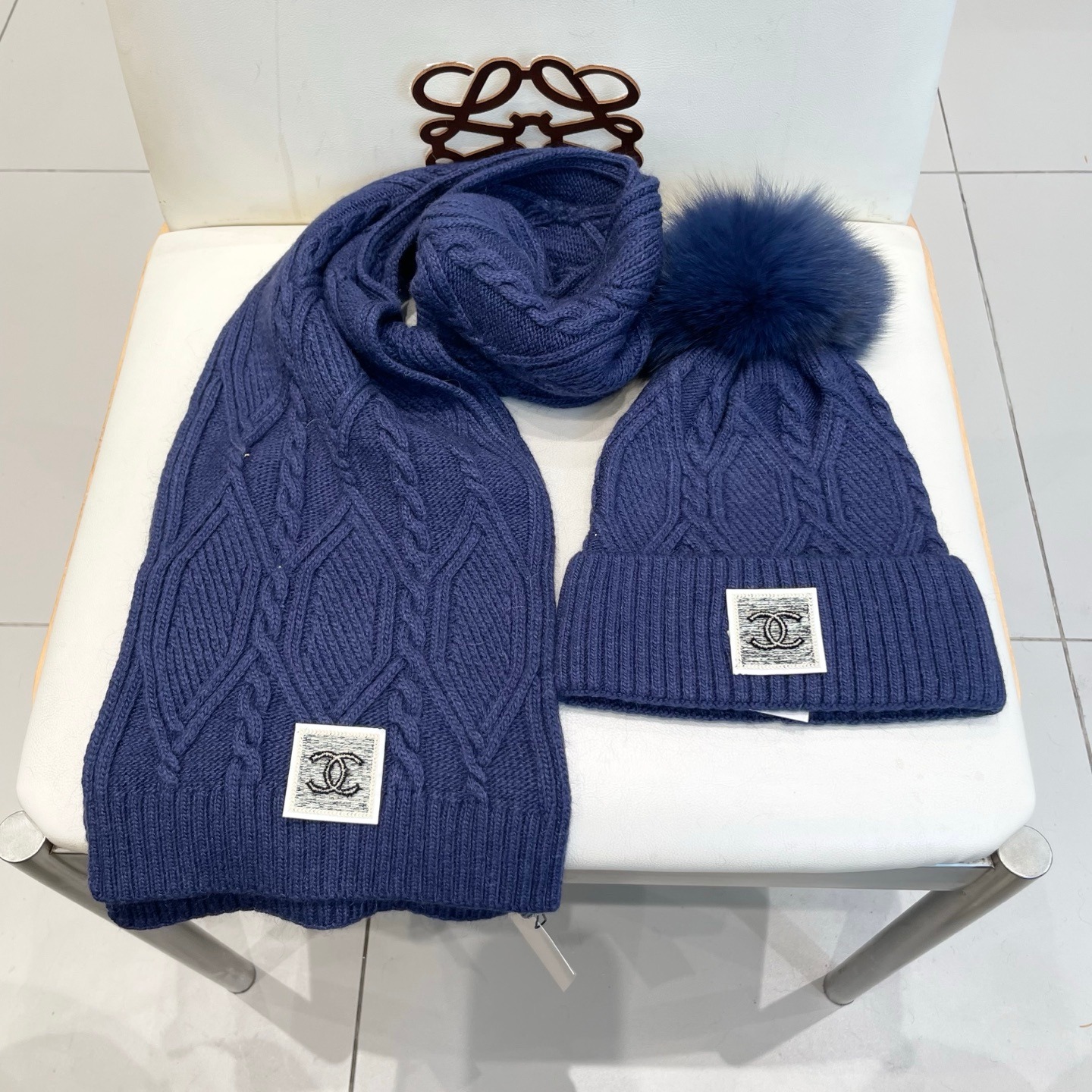 Chanel Inspired 2025 Autumn Winter Wool Hat & Scarf Set 100% Wool Luxury Essential - Image 5