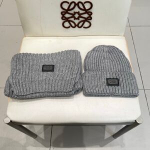 Prada Inspired Classic Hat & Scarf Set Cashmere Blend Warm Luxury Winter Essential
