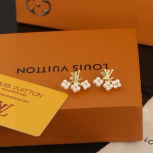 Louis Vuitton Letter Flower Stud Earrings Dual Wear Elegant LV Design
