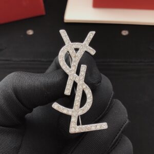 YSL Silver Diamond Brooch YXZ0010 Elegant Luxury Accessory