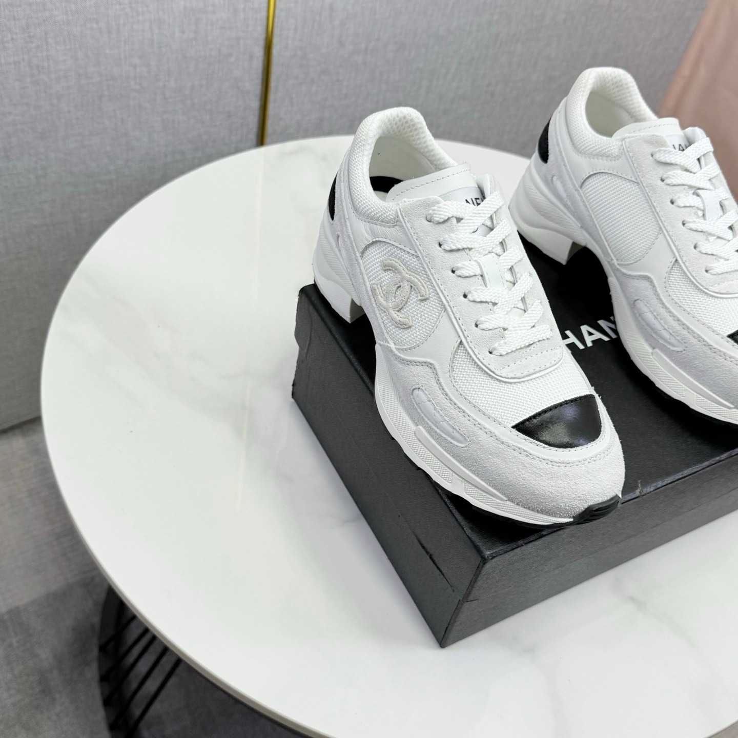Chanel Panda Sneakers Premium Mixed Material Black and White Casual Sport Trainers - Image 3
