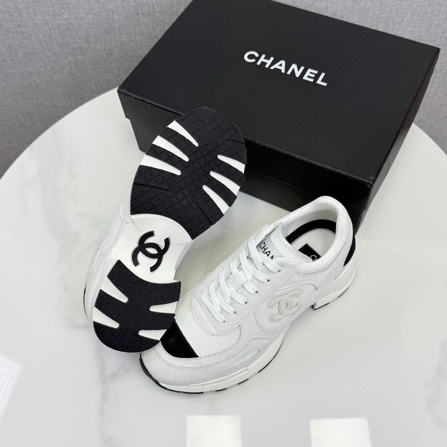 Chanel Panda Sneakers Premium Mixed Material Black and White Casual Sport Trainers - Image 5