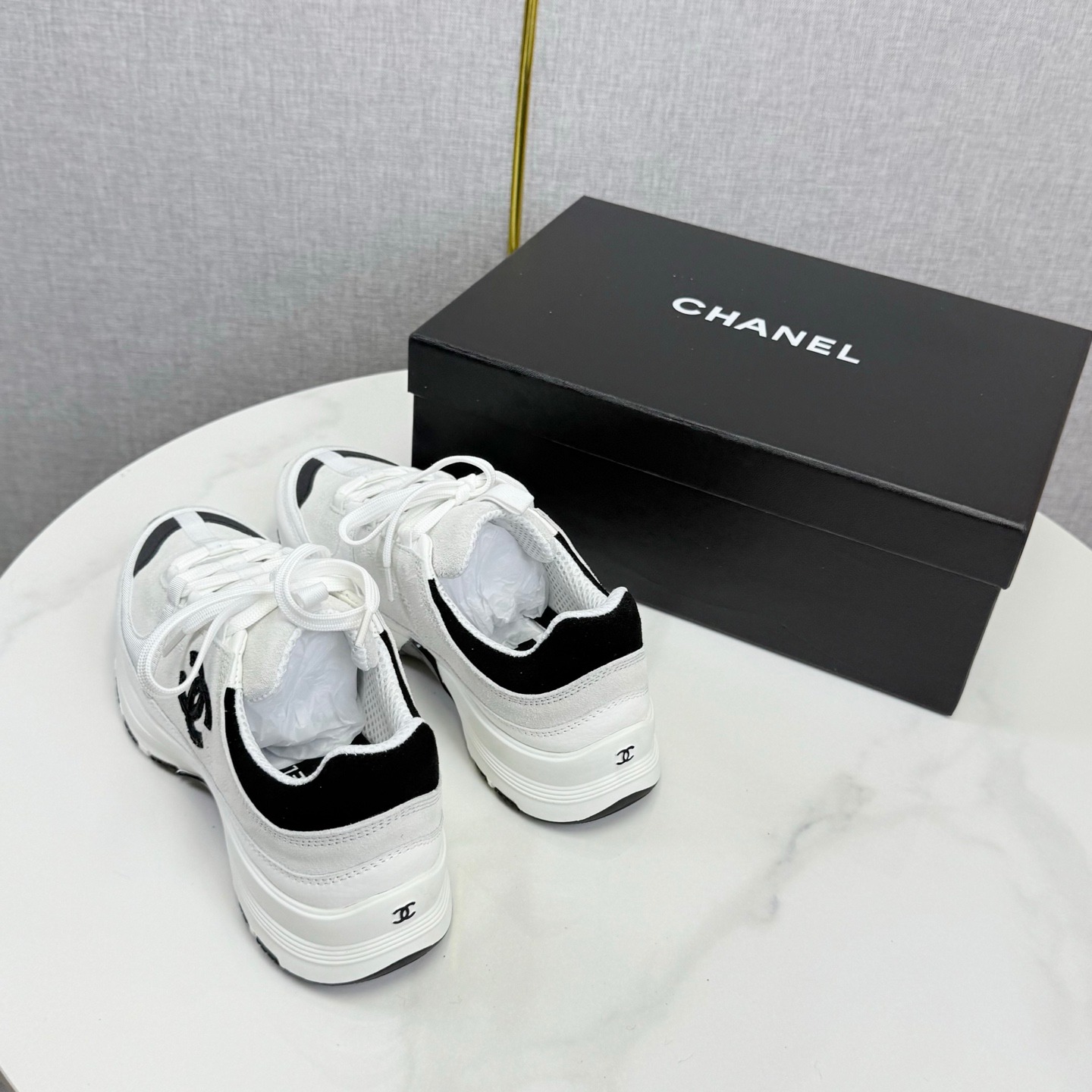 Chanel Panda Sneakers Premium Mixed Material Black and White Sport Casual Trainers - Image 5