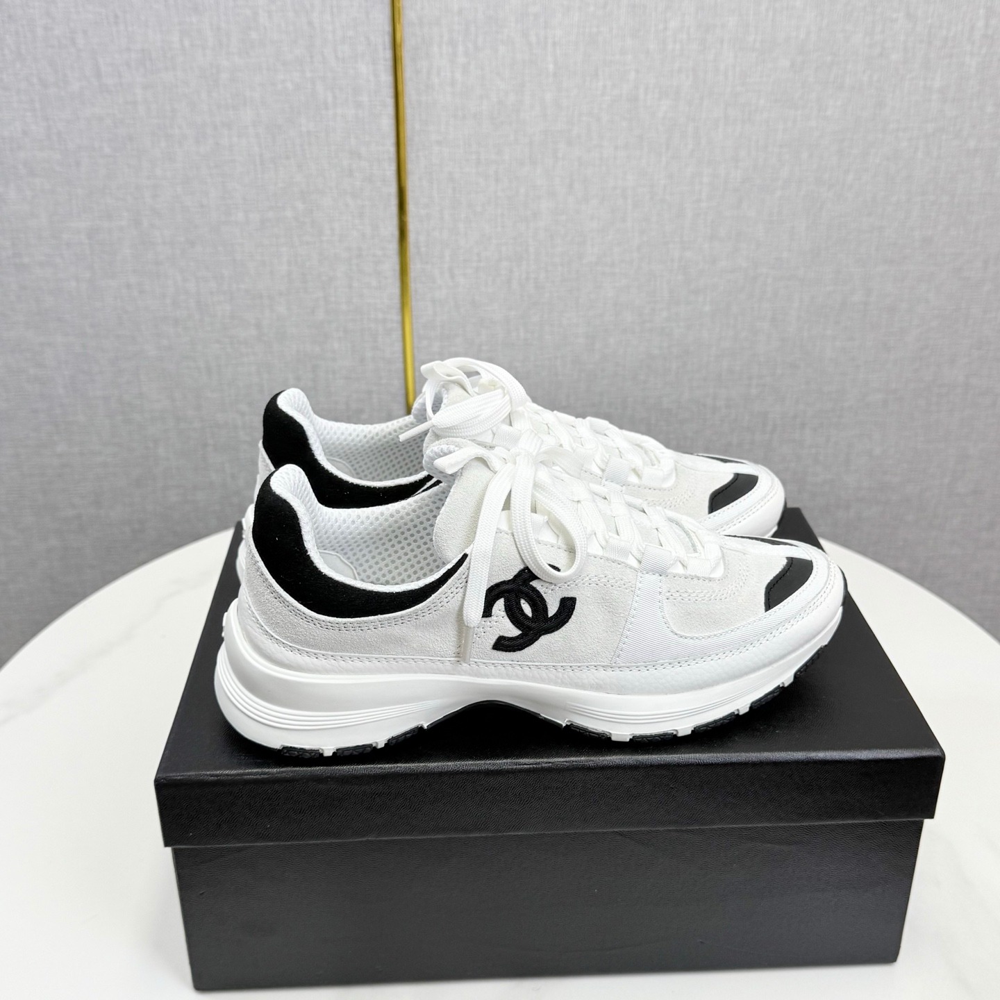 Chanel Panda Sneakers Premium Mixed Material Black and White Sport Casual Trainers