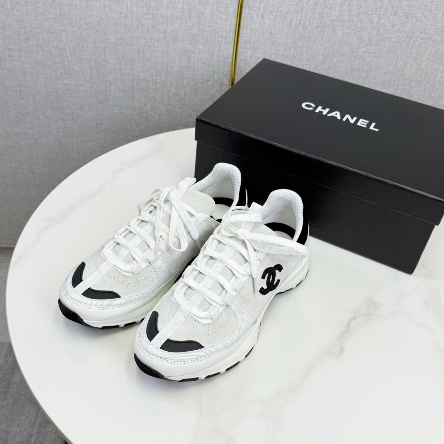 Chanel Panda Sneakers Premium Mixed Material Black and White Sport Casual Trainers - Image 4