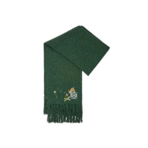 Loewe Inspired Sunafujita Style Cashmere Scarf Bunny Floral Embroidery Jacquard Tassel 30 x 200 cm