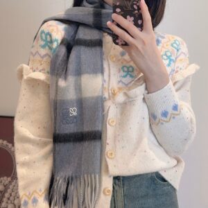 Loewe Inspired Double Sided Cashmere Scarf Elegant Soft Luxury 30 x 180 cm