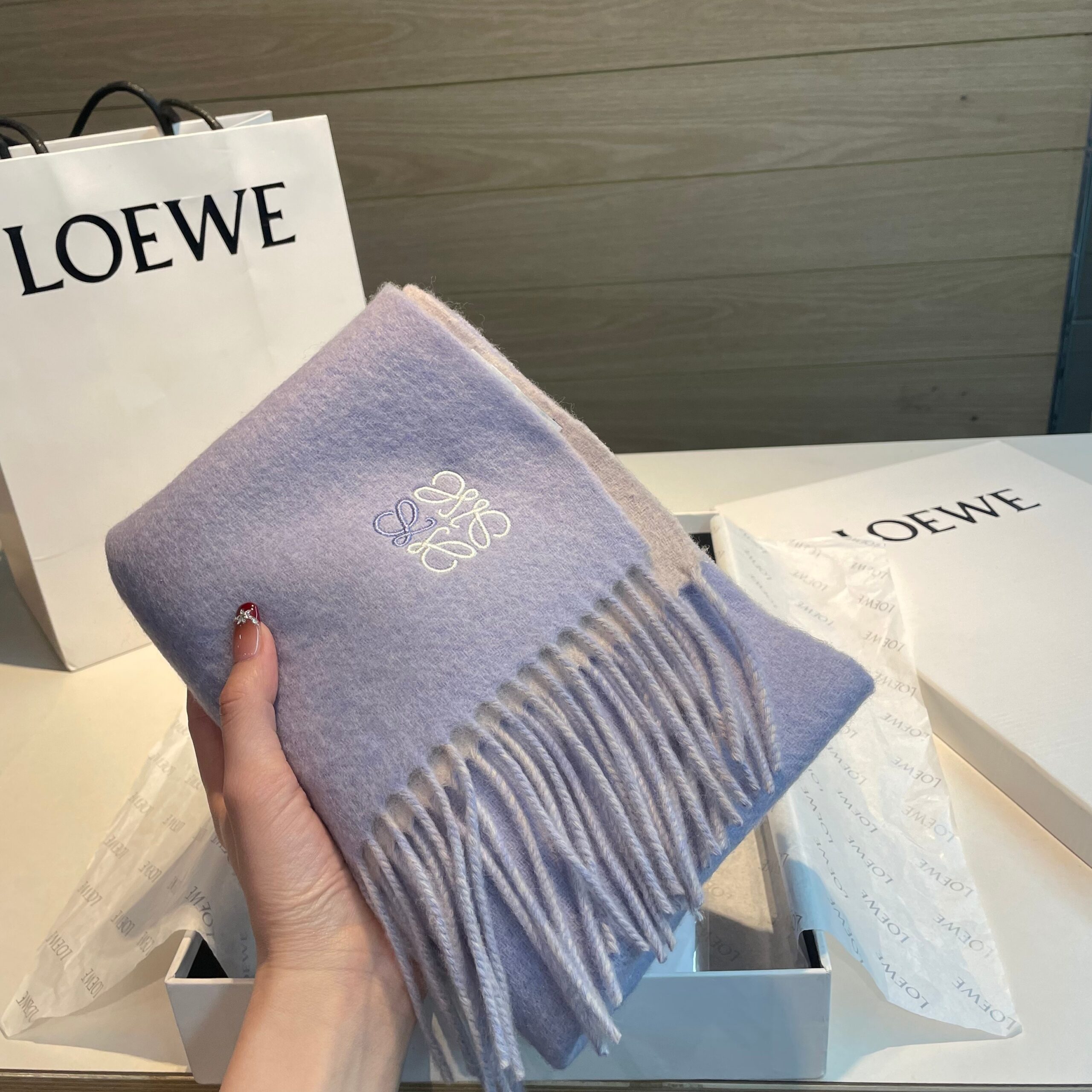 Loewe Inspired Double Sided Cashmere Scarf Elegant Soft Luxury 30 x 180 cm - Image 3