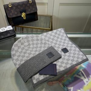 Louis Vuitton Inspired Premium Wool Hat & Scarf Set Classic Warm Unisex Winter Essential