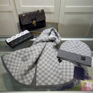 Louis Vuitton Inspired Classic Wool Hat & Scarf Set Warm Stylish Unisex Winter Essential