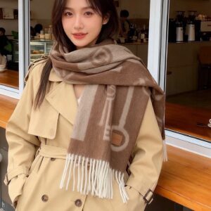 Hermès Key Pattern Scarf Unisex Cashmere Classic Shawl