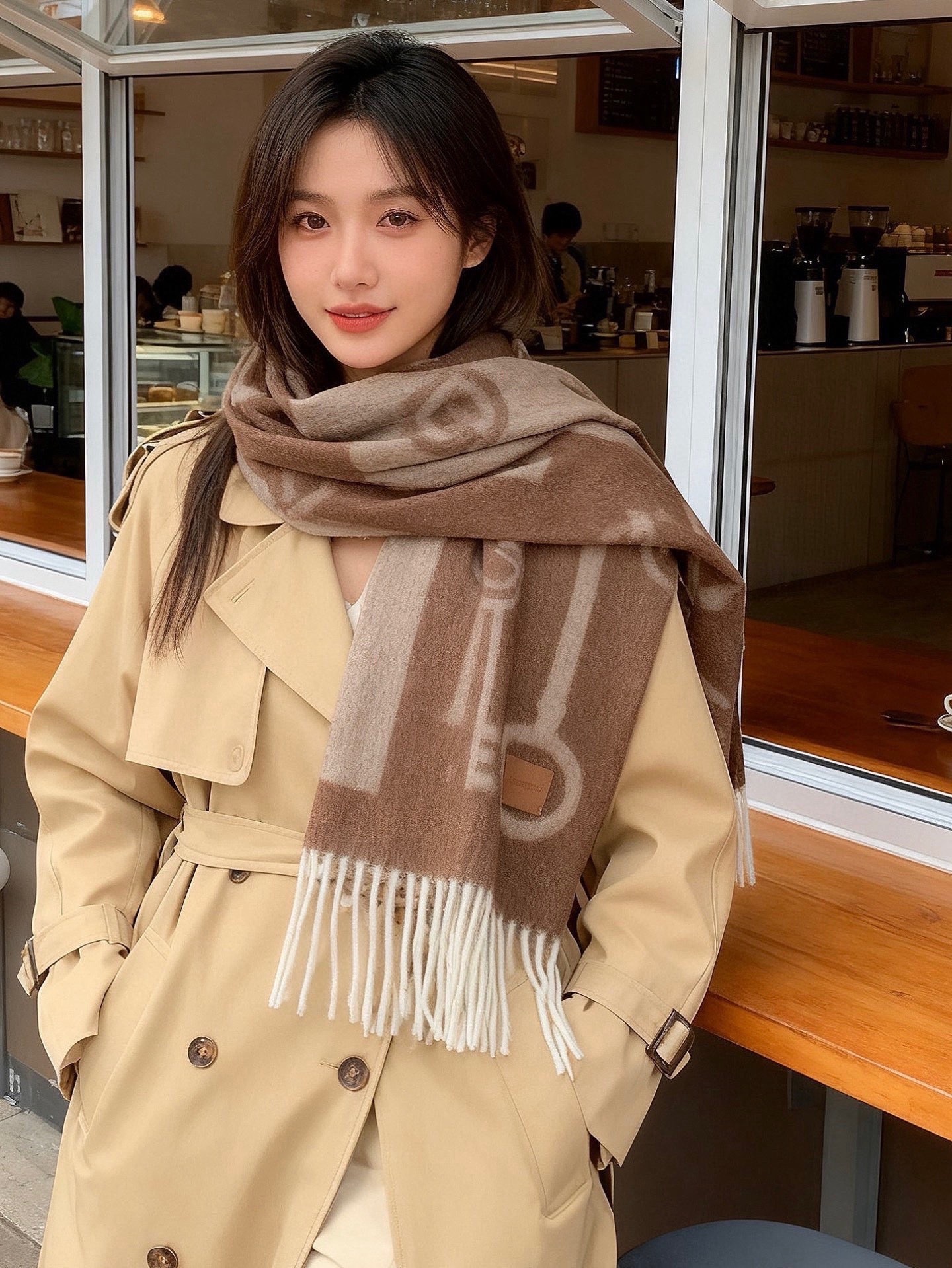 Hermès Key Pattern Scarf Unisex Cashmere Classic Shawl